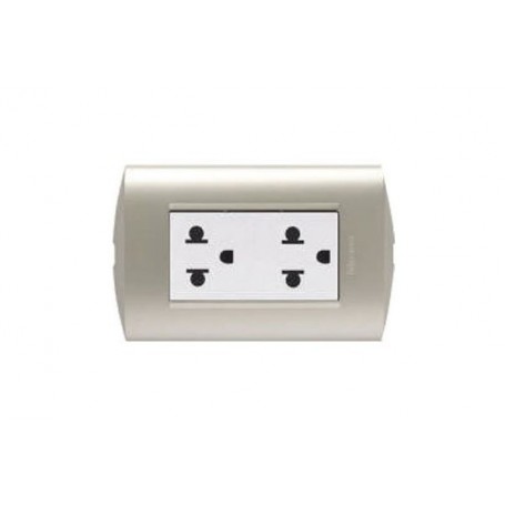 Tomacorriente Universal Doble 2p+t 16A 250v Modus Style Perla/blanco