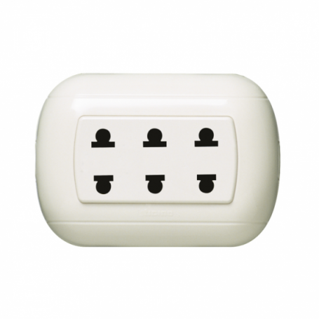 Tomacorriente Triple Universal 2P 16A 250V Oval Blanco