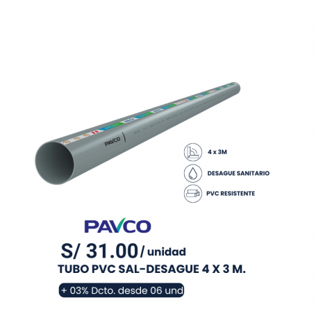TUBO PVC SAL 4"X3MTS.