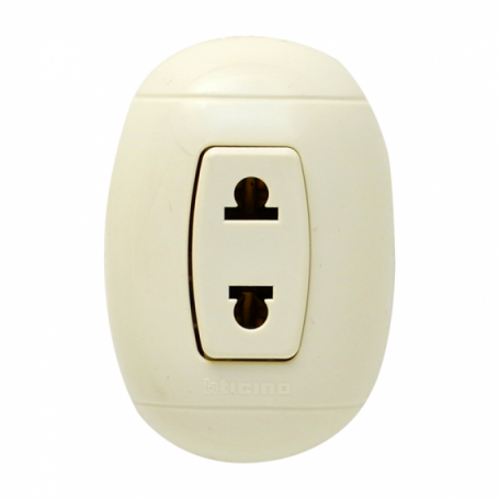 Tomacorriente Simple Universal 2P 16A 250V Oval Blanco