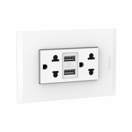 TOMA DUPLEX EU/US 2P+T / 2 USB AH2375USBEB MODUS 4 BLANCO