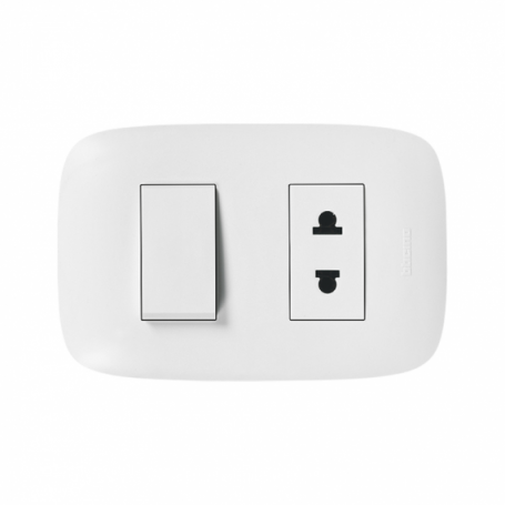 Interruptor + Tomacorriente Universal Domino Sencia