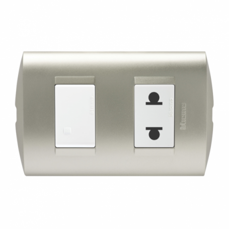 Interruptor Universal + Tomacorriente 16A 250V Modus Style Perla/blanco