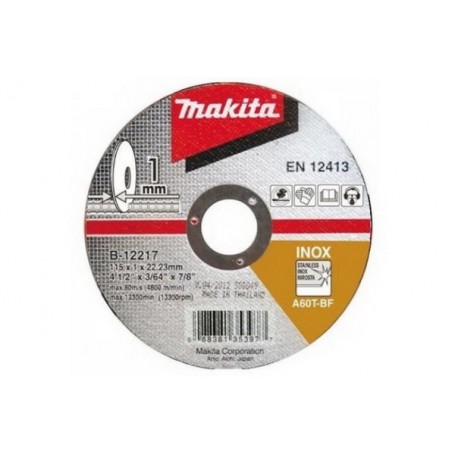 DISCO ABRASIVO CORTE INOX. 115 X 1.0 X 22MM.(A60T) (B-12217)