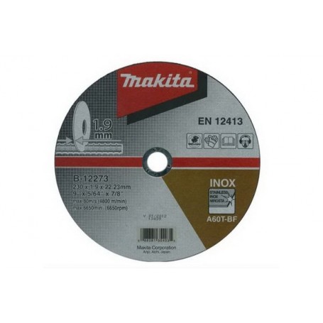 DISCO ABRASIVO 9X1.9MM B-12273 CON METAL INOXIDABLE