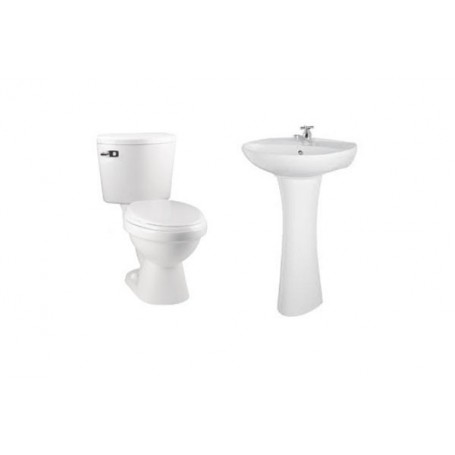 COMBO MEDIO BAÑO RAPID JET + ASIENTO + LAV FONTANA + PEDESTAL BLANCO