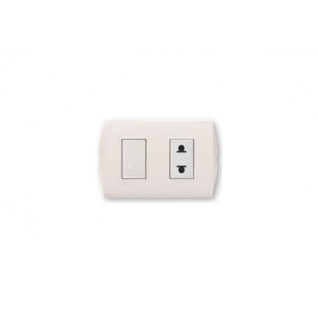 Interruptor Universal + Tomacorriente 16A 250V Modus Style Blanco