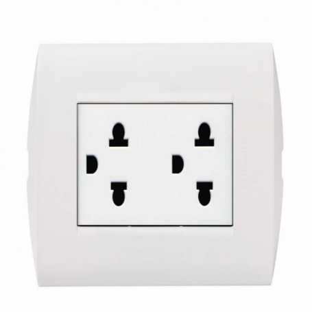Tomacorriente Universal Doble 2p+t 16A 250v Modus Style Blanco