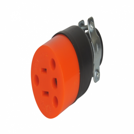 CONECTOR 2P+T 20A PVC NARANJA C/ABRAZ. METAL A-099