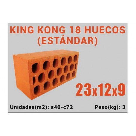 LADRILLO KING KONG 18H 24 X 12 X 9