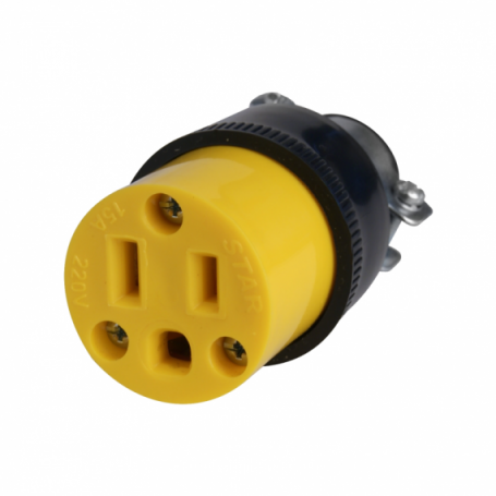 CONECTOR 2P+T 15A PVC NEGRO C/ABRAZ. METAL A-022